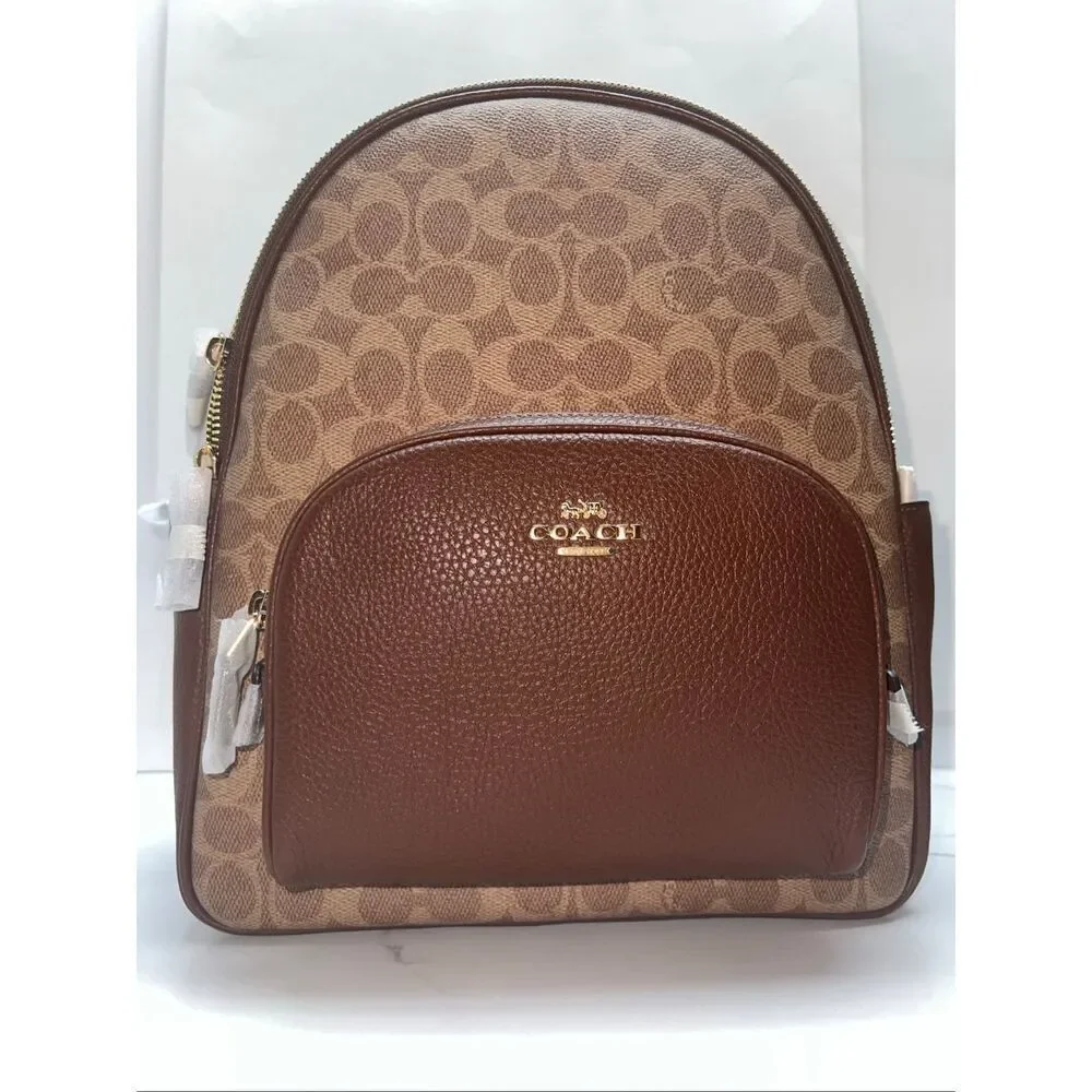🎒NWT! Coach Sig COURT Backpack Tan/Brown CZ176 Msrp:$450.00 - Picture 5 of 8